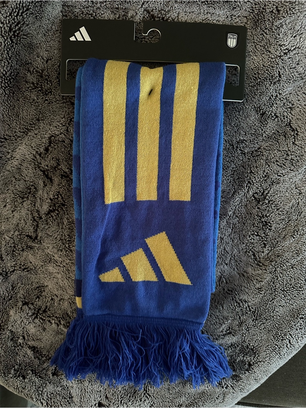 Adidas Italy Blue & Gold Striped Scarf